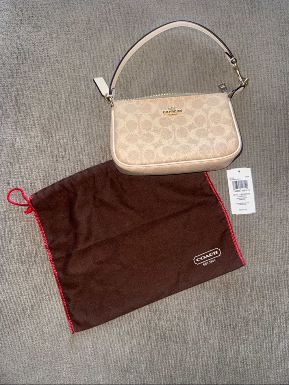 Coach Mini Shoulder Bag in Light Beige Signature Canvas